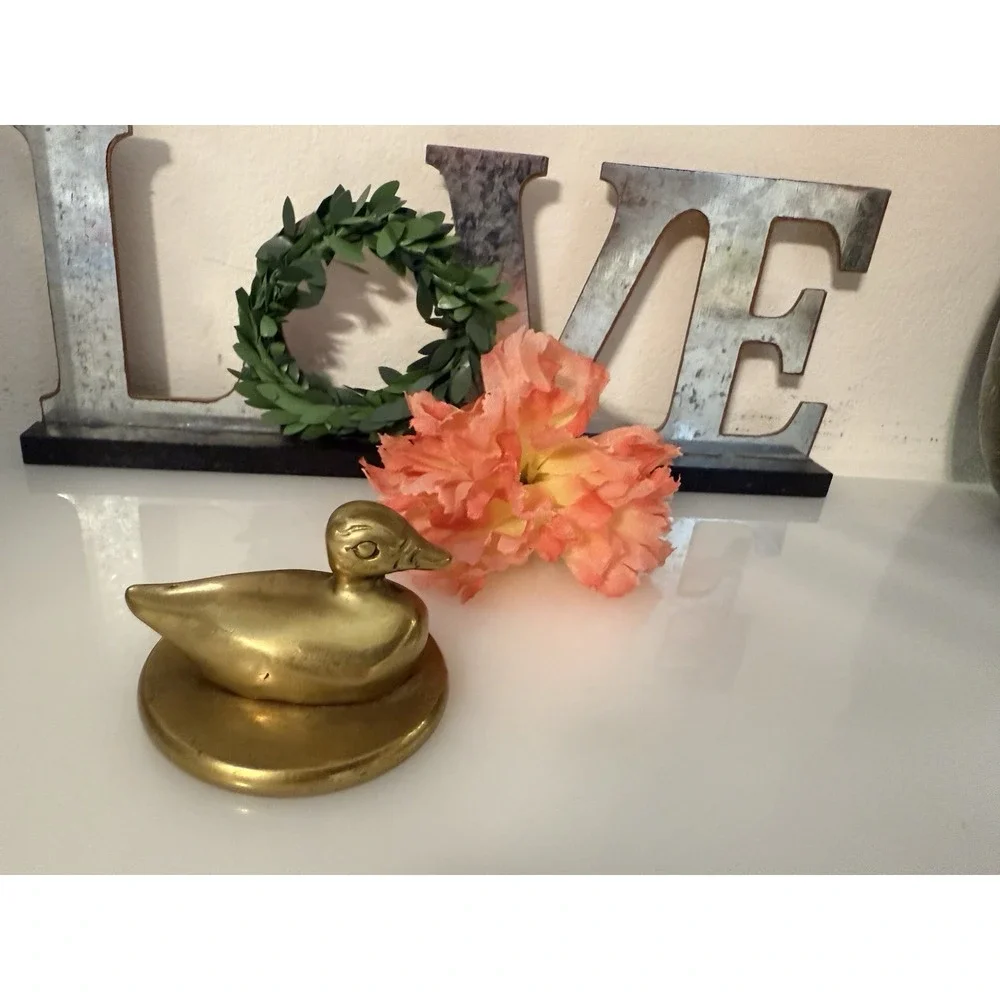 Vintage‎ Brass Mallard Duck Paperweight Desk Decor 2.25